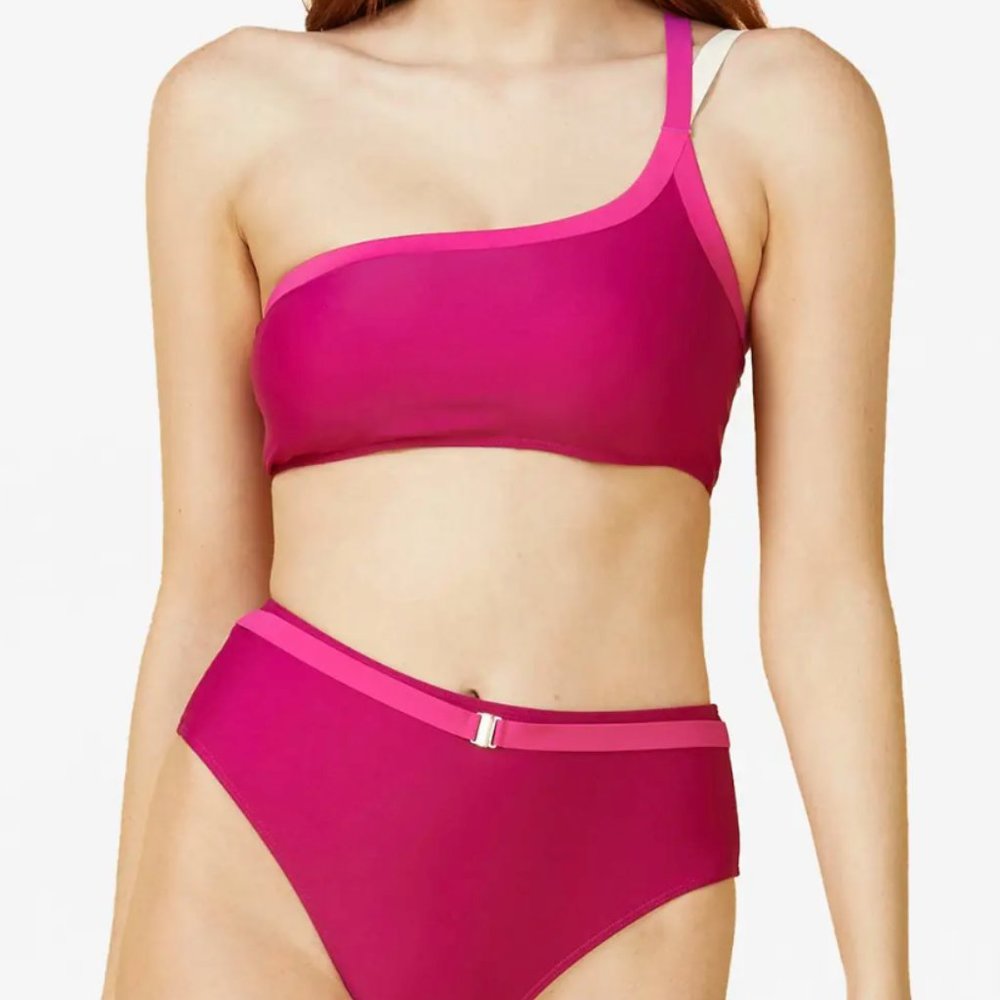 NWT Summersalt The Fused Sidestroke Bikini Top - Orchid & Hibiscus - Size 2